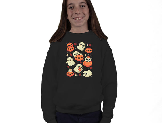 Cute Ghost With Halloween Pumpkin
