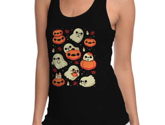 Cute Ghost With Halloween Pumpkin