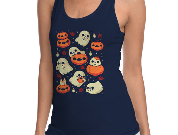 Cute Ghost With Halloween Pumpkin