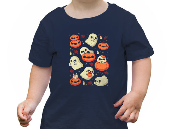 Cute Ghost With Halloween Pumpkin
