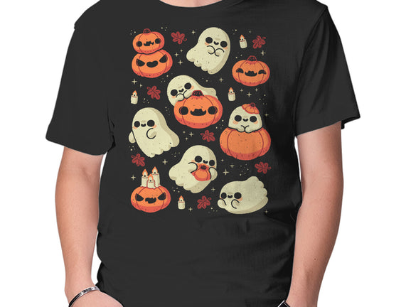 Cute Ghost With Halloween Pumpkin