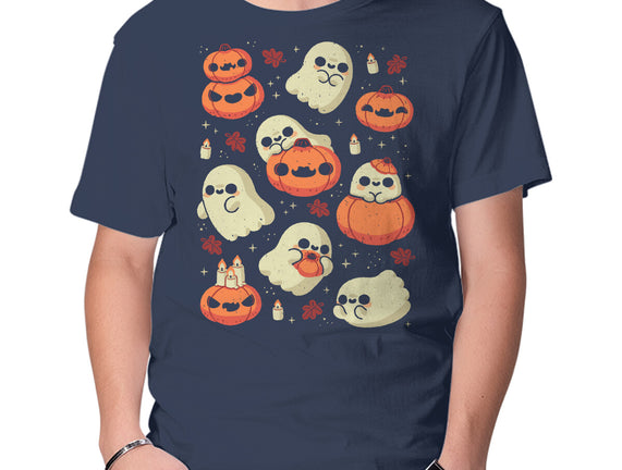 Cute Ghost With Halloween Pumpkin