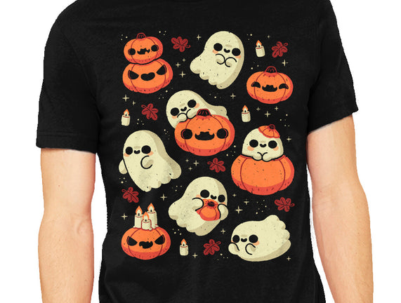 Cute Ghost With Halloween Pumpkin