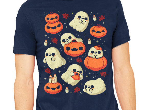 Cute Ghost With Halloween Pumpkin