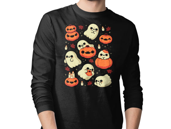 Cute Ghost With Halloween Pumpkin