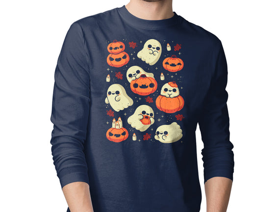 Cute Ghost With Halloween Pumpkin