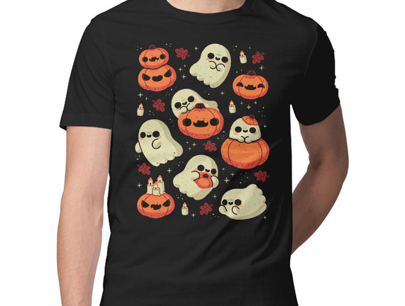 Cute Ghost With Halloween Pumpkin