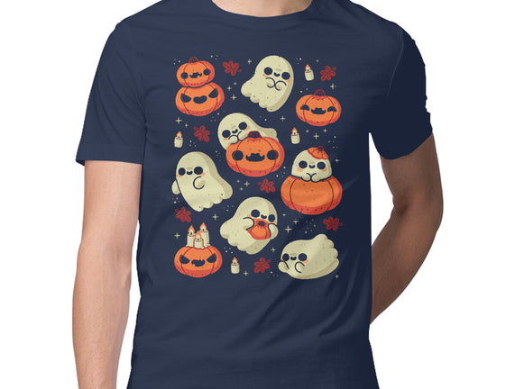 Cute Ghost With Halloween Pumpkin