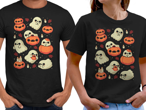 Cute Ghost With Halloween Pumpkin