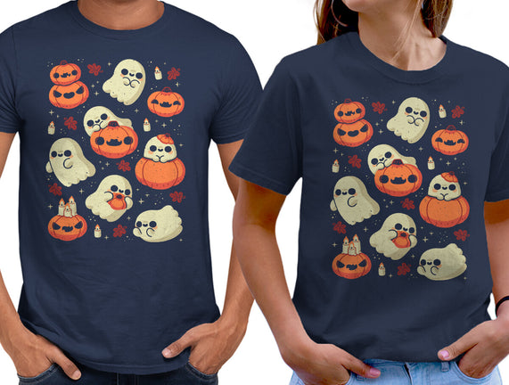 Cute Ghost With Halloween Pumpkin