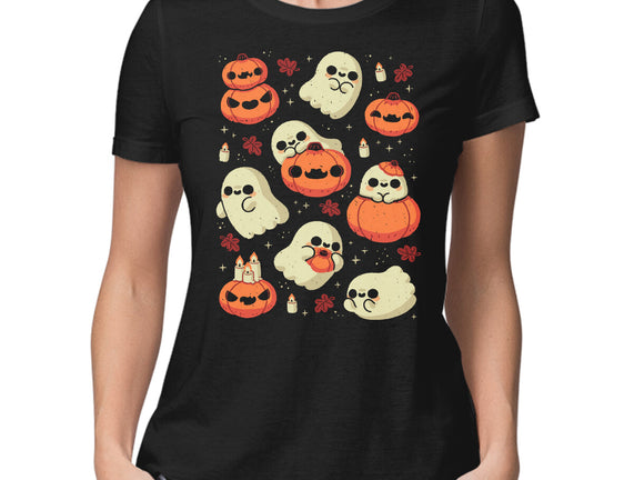 Cute Ghost With Halloween Pumpkin