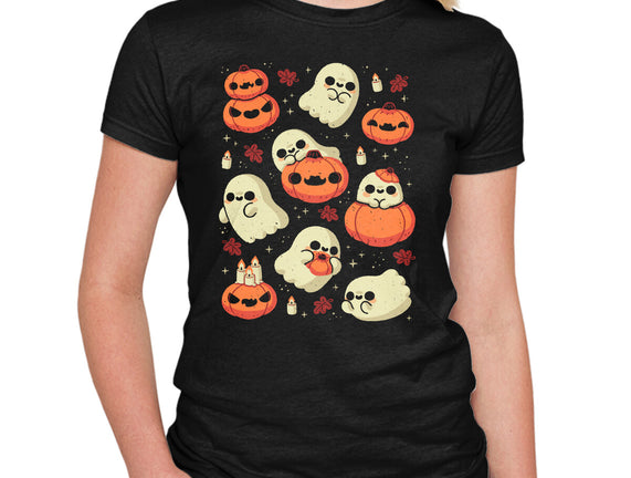 Cute Ghost With Halloween Pumpkin