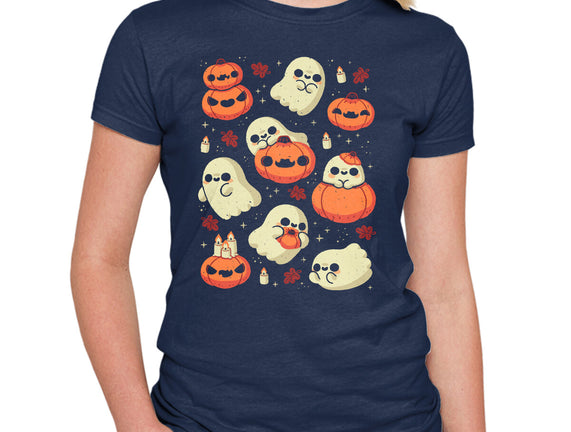 Cute Ghost With Halloween Pumpkin