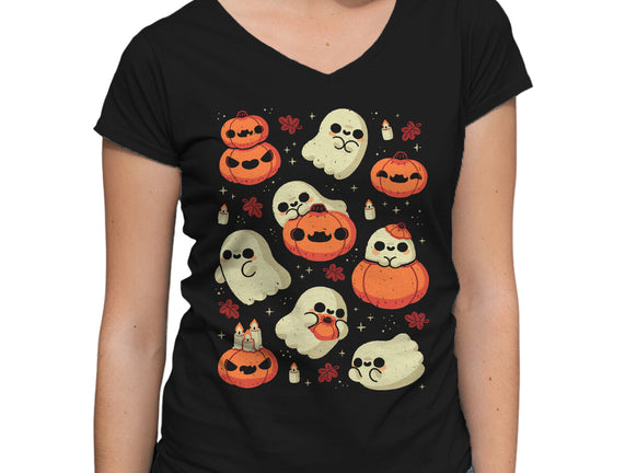 Cute Ghost With Halloween Pumpkin