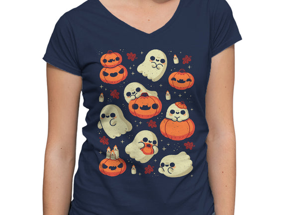 Cute Ghost With Halloween Pumpkin