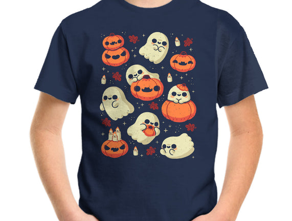 Cute Ghost With Halloween Pumpkin