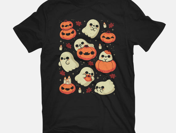 Cute Ghost With Halloween Pumpkin