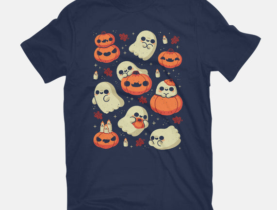 Cute Ghost With Halloween Pumpkin