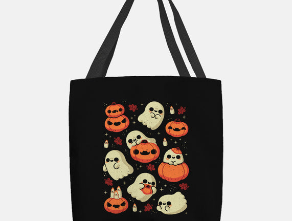 Cute Ghost With Halloween Pumpkin