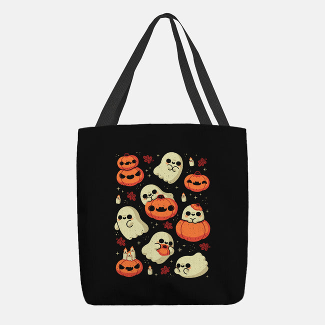 Cute Ghost With Halloween Pumpkin-None-Basic Tote-Bag-xMorfina