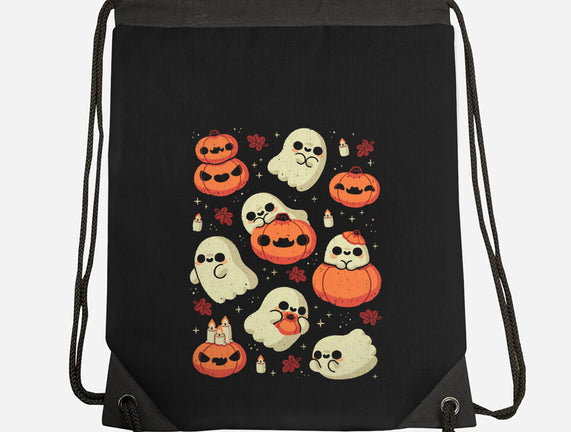 Cute Ghost With Halloween Pumpkin