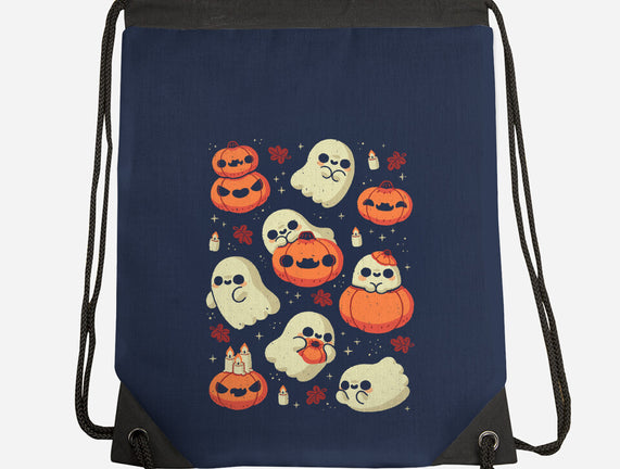 Cute Ghost With Halloween Pumpkin
