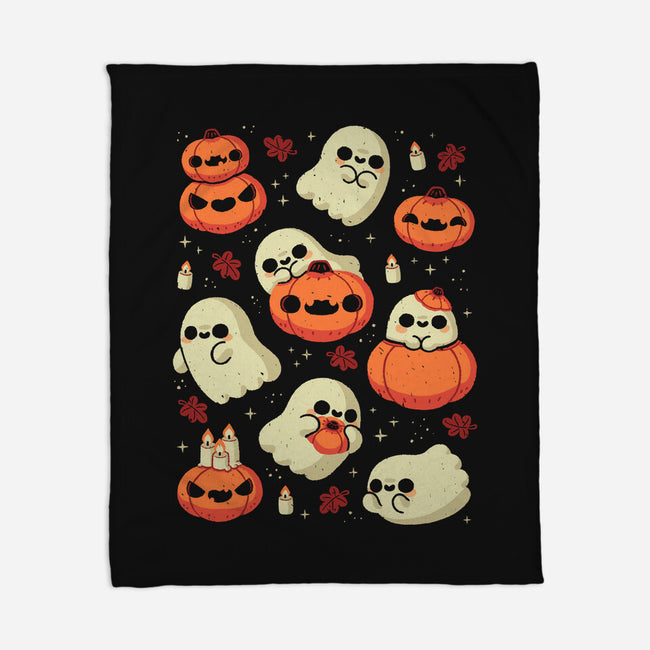 Cute Ghost With Halloween Pumpkin-None-Fleece-Blanket-xMorfina