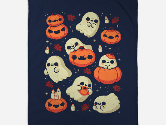 Cute Ghost With Halloween Pumpkin