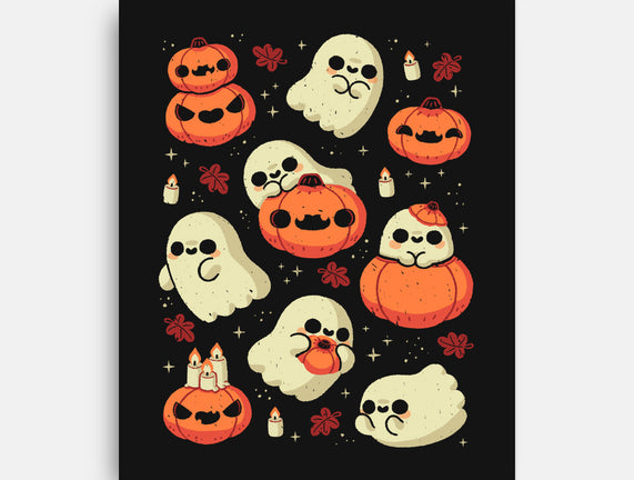 Cute Ghost With Halloween Pumpkin
