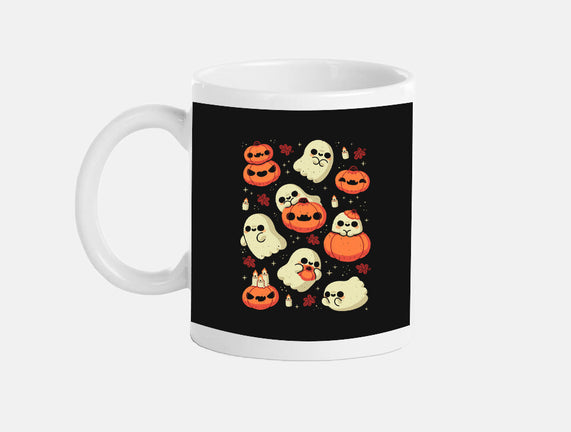Cute Ghost With Halloween Pumpkin