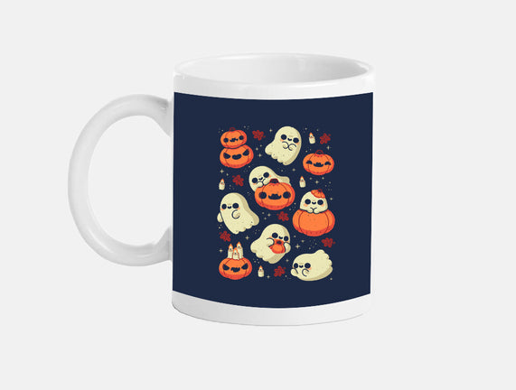 Cute Ghost With Halloween Pumpkin