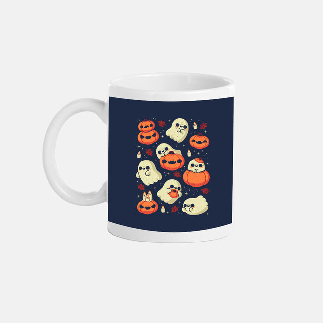 Cute Ghost With Halloween Pumpkin-None-Mug-Drinkware-xMorfina