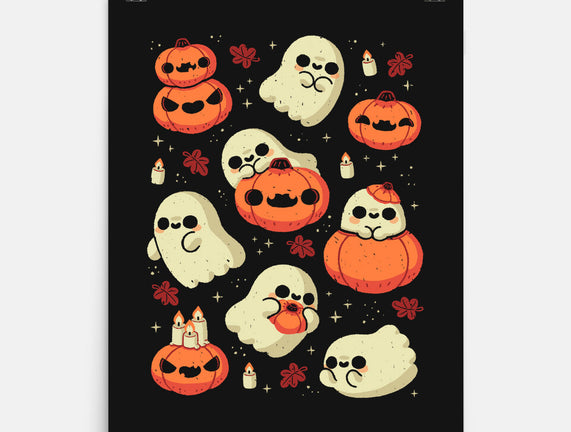 Cute Ghost With Halloween Pumpkin