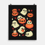 Cute Ghost With Halloween Pumpkin-None-Matte-Poster-xMorfina