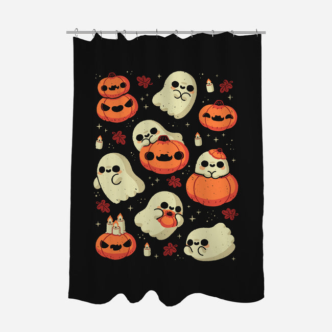 Cute Ghost With Halloween Pumpkin-None-Polyester-Shower Curtain-xMorfina
