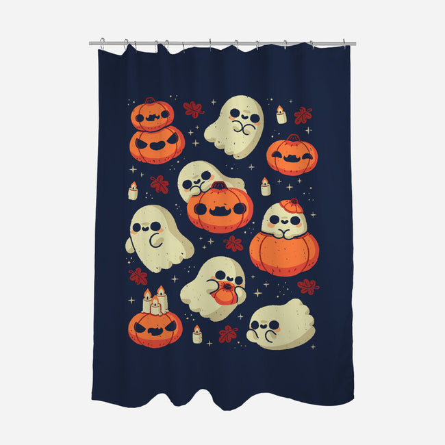 Cute Ghost With Halloween Pumpkin-None-Polyester-Shower Curtain-xMorfina