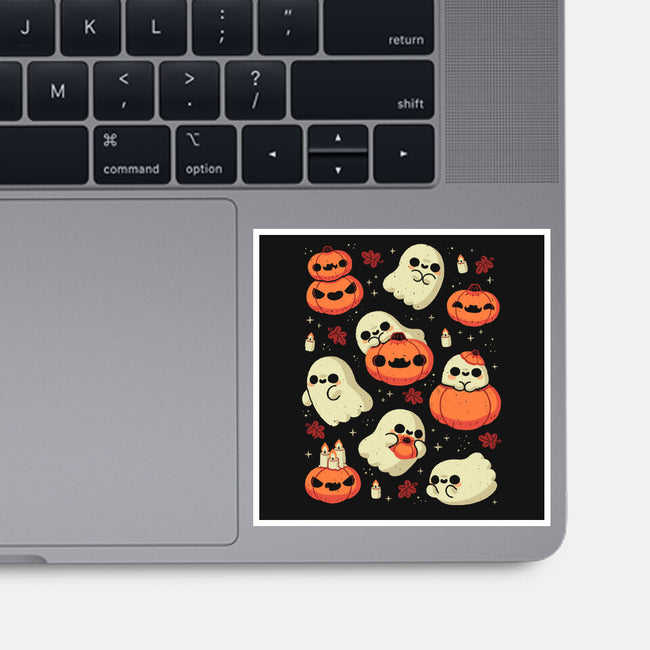 Cute Ghost With Halloween Pumpkin-None-Glossy-Sticker-xMorfina