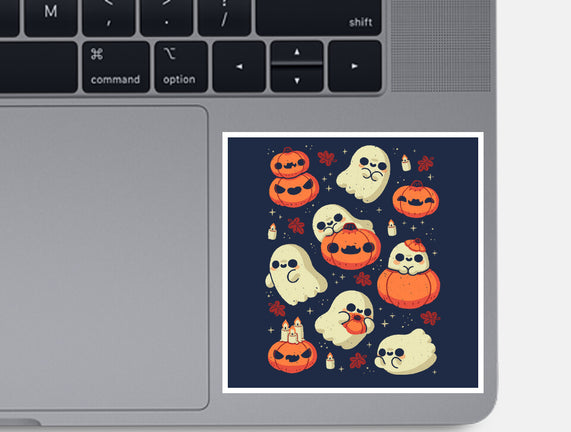 Cute Ghost With Halloween Pumpkin
