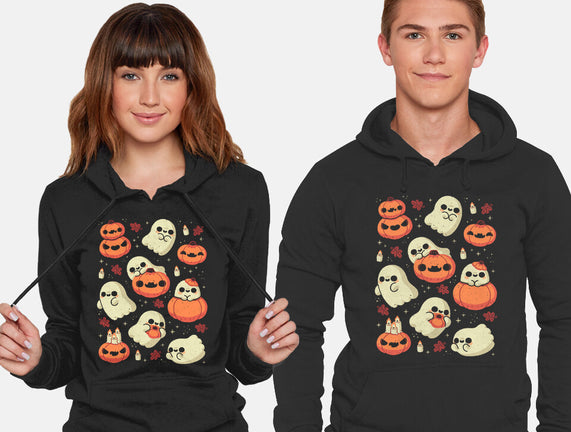 Cute Ghost With Halloween Pumpkin