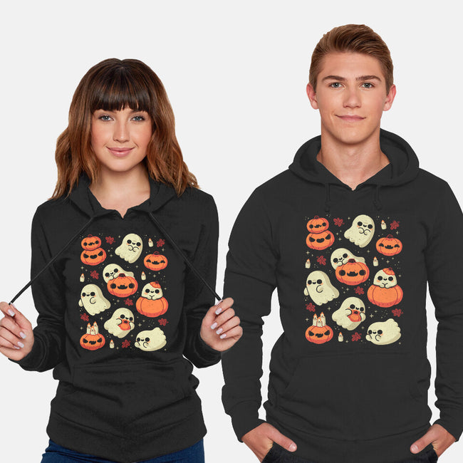 Cute Ghost With Halloween Pumpkin-Unisex-Pullover-Sweatshirt-xMorfina
