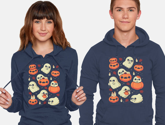 Cute Ghost With Halloween Pumpkin