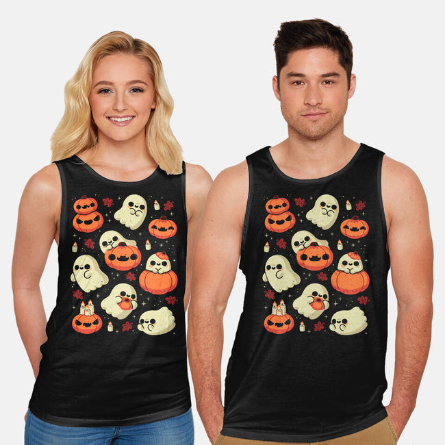 Cute Ghost With Halloween Pumpkin-Unisex-Basic-Tank-xMorfina