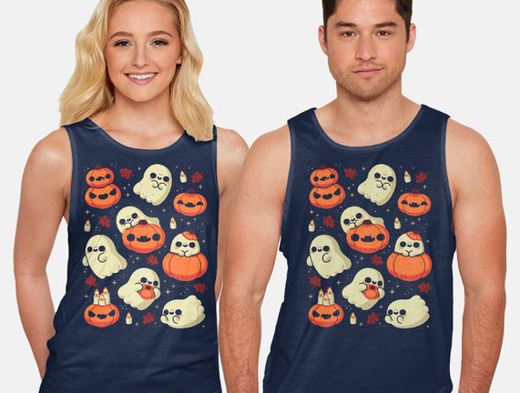 Cute Ghost With Halloween Pumpkin