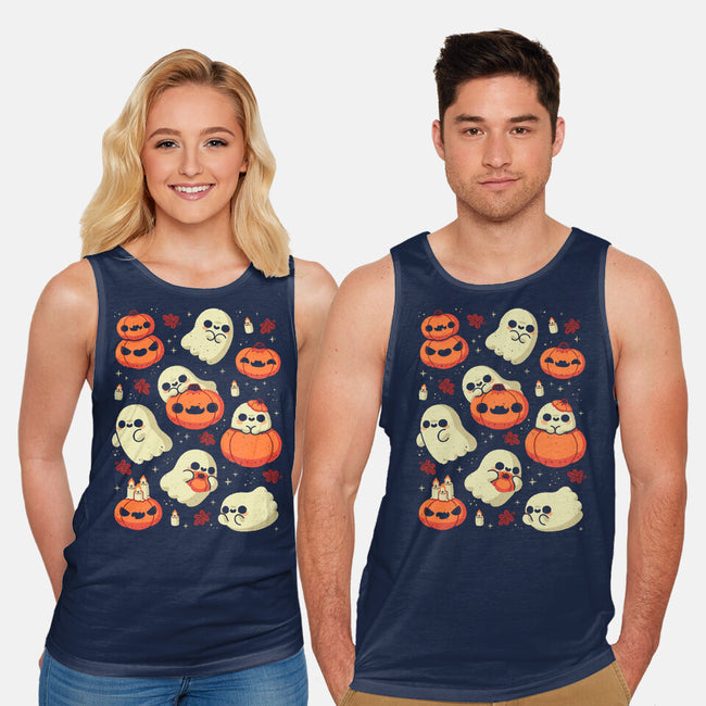 Cute Ghost With Halloween Pumpkin-Unisex-Basic-Tank-xMorfina