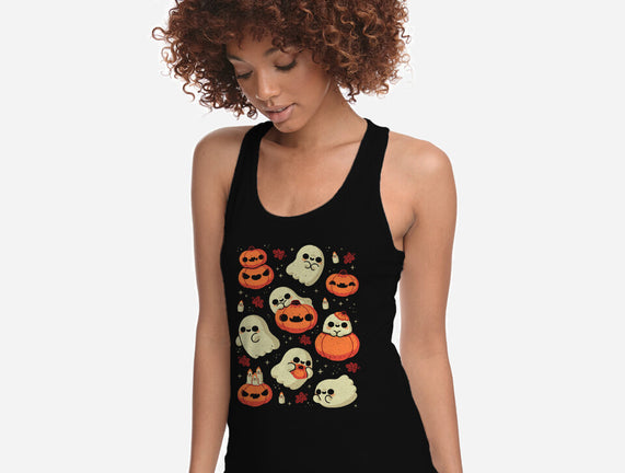 Cute Ghost With Halloween Pumpkin