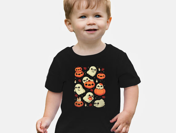 Cute Ghost With Halloween Pumpkin