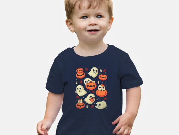Cute Ghost With Halloween Pumpkin