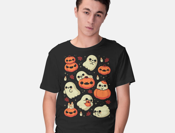 Cute Ghost With Halloween Pumpkin