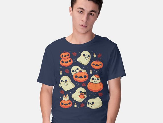 Cute Ghost With Halloween Pumpkin