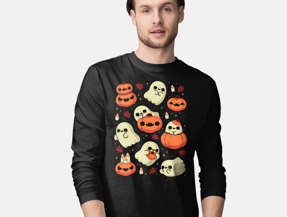 Cute Ghost With Halloween Pumpkin